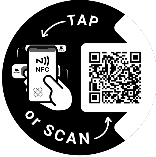 Gastro Tag schwarz/weiss 60mm mit QR-Code