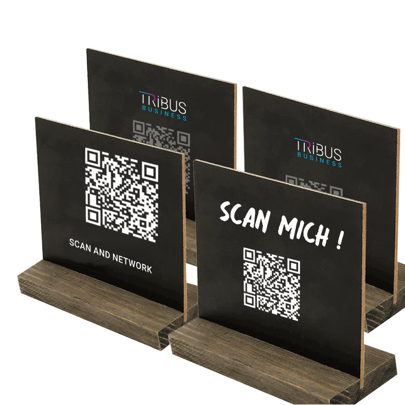 QR Code Aufsteller Mit Holzständer Inkl. Druck – Tribuscard