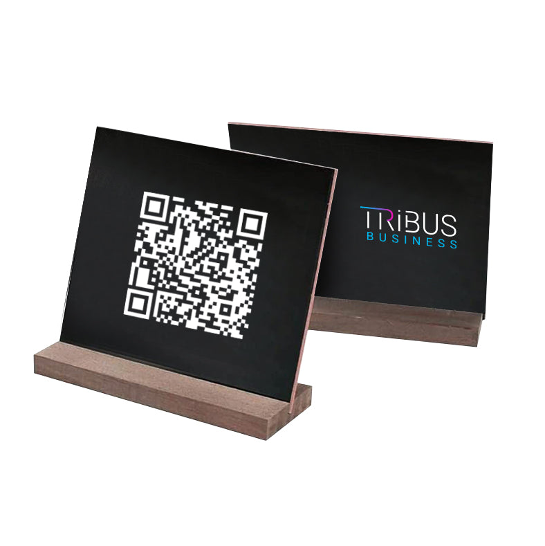 QR Code Aufsteller mit Holzständer inkl. Druck