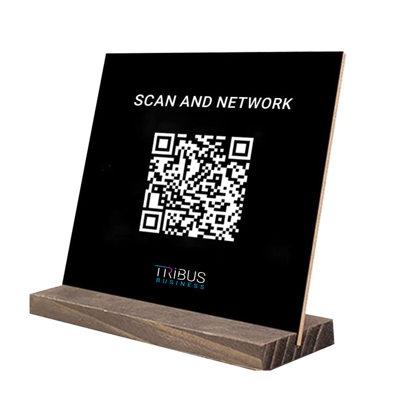 QR Code Aufsteller mit Holzständer inkl. Druck