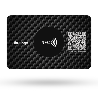 Digitale Visitenkarte mit NFC Carbon Karte schwarz mit Ihrem Logo