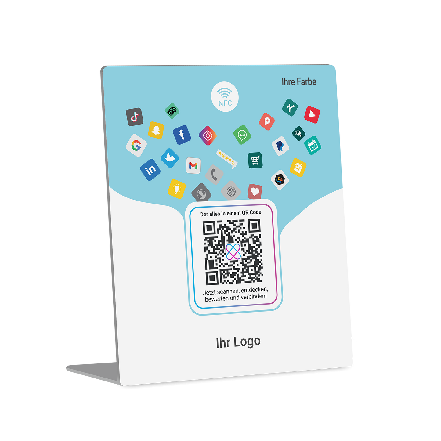 NFC und QR Code Stand mit Grafik