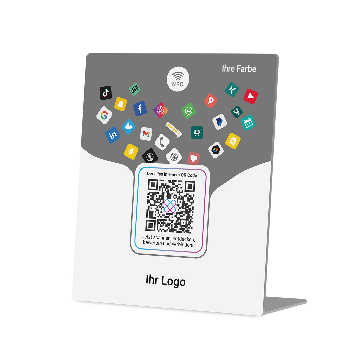 NFC und QR Code Stand mit Grafik