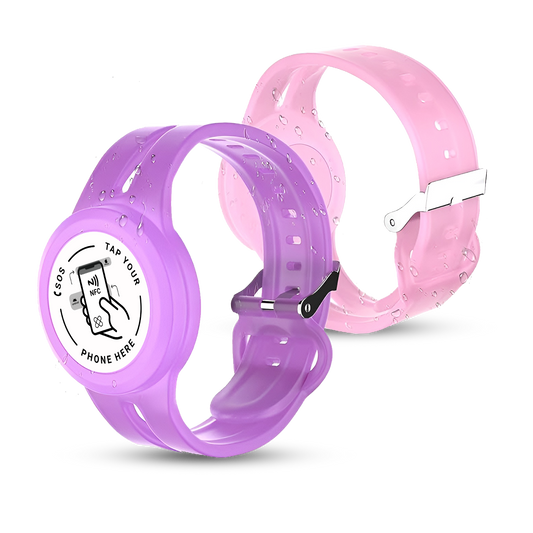 SOS-Armband mit NFC für Kinder (Silikonarmband mit AirTag-Option)