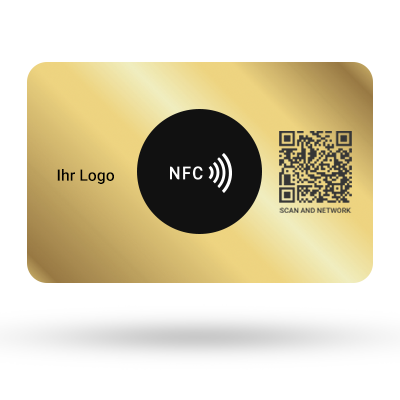 Gold Visitenkarte mit NFC und QR Code
