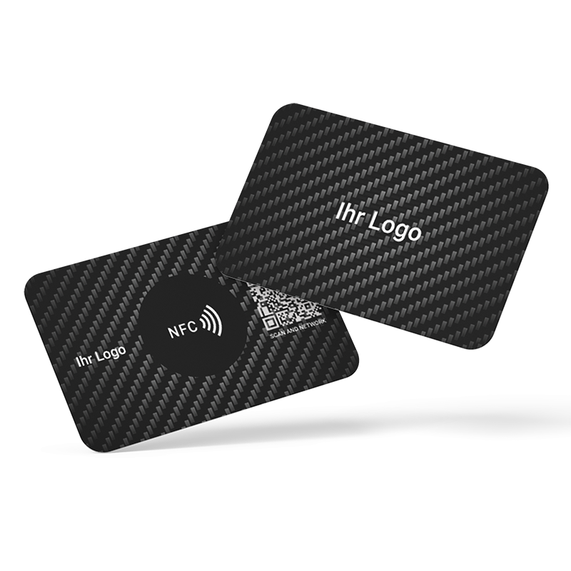 Digitale Visitenkarte mit NFC Carbon Karte schwarz mit Ihrem Logo