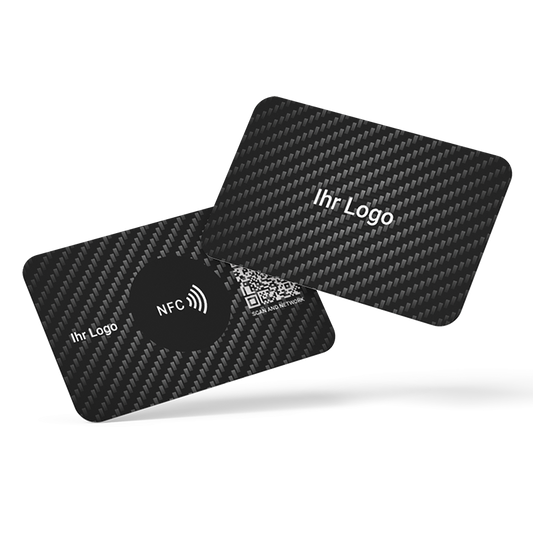 Digitale Visitenkarte mit NFC Carbon Karte schwarz mit Ihrem Logo